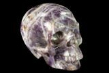 Realistic, Carved Chevron Amethyst Skull #150972-1